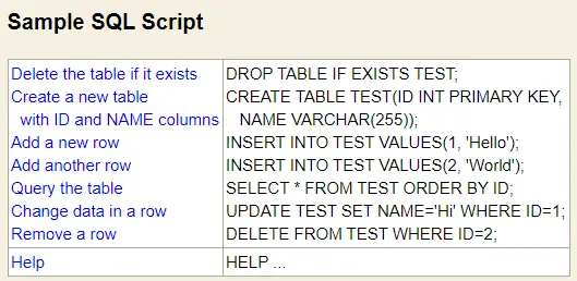 h2_Sample_SQL_Script